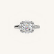 The Lunea β Floating Bezel Solitaire Solara Halo Engagement Ring (E-W)